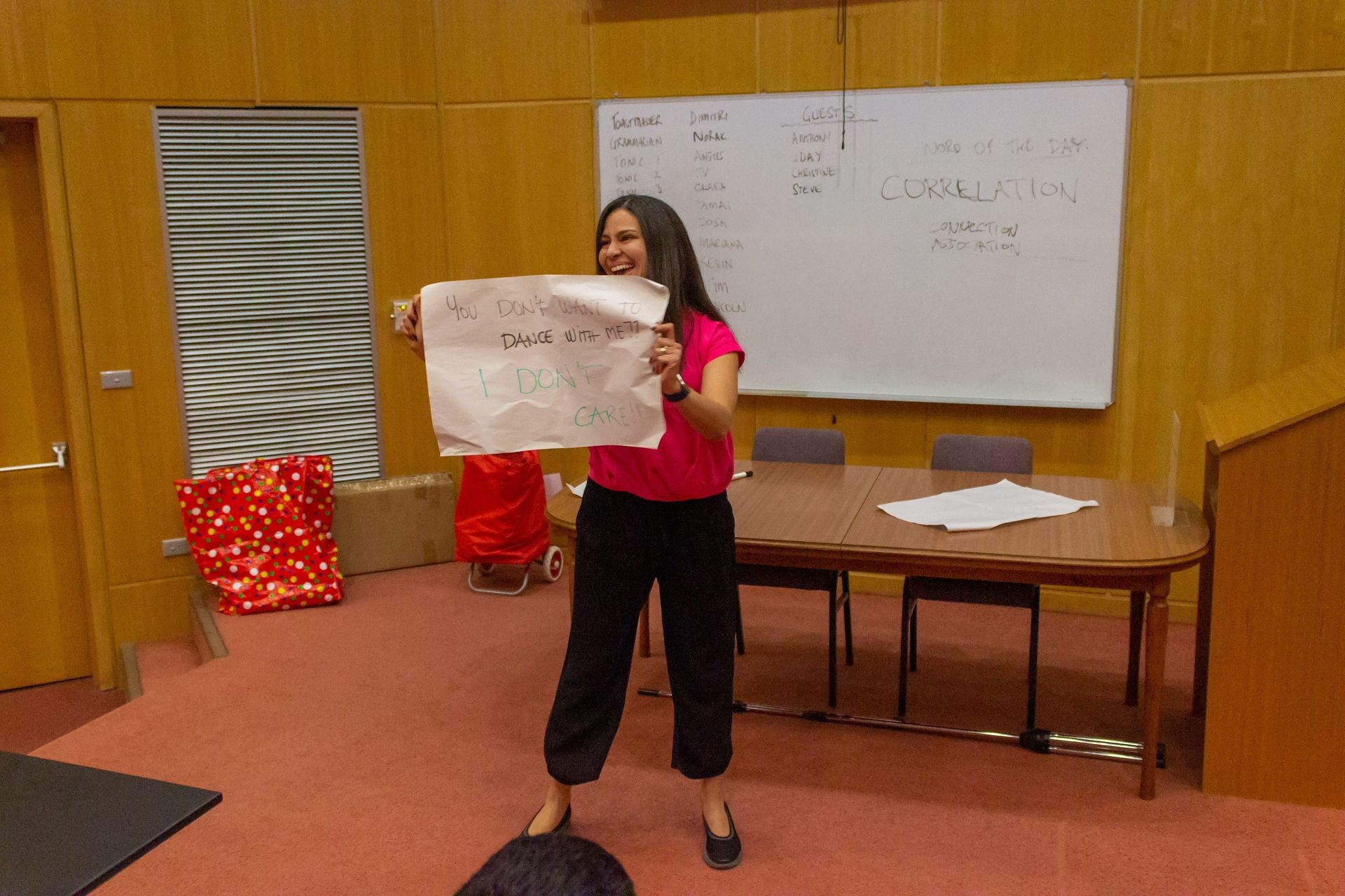 Mariana Marcano Franco public speaking at Toastmasters International 