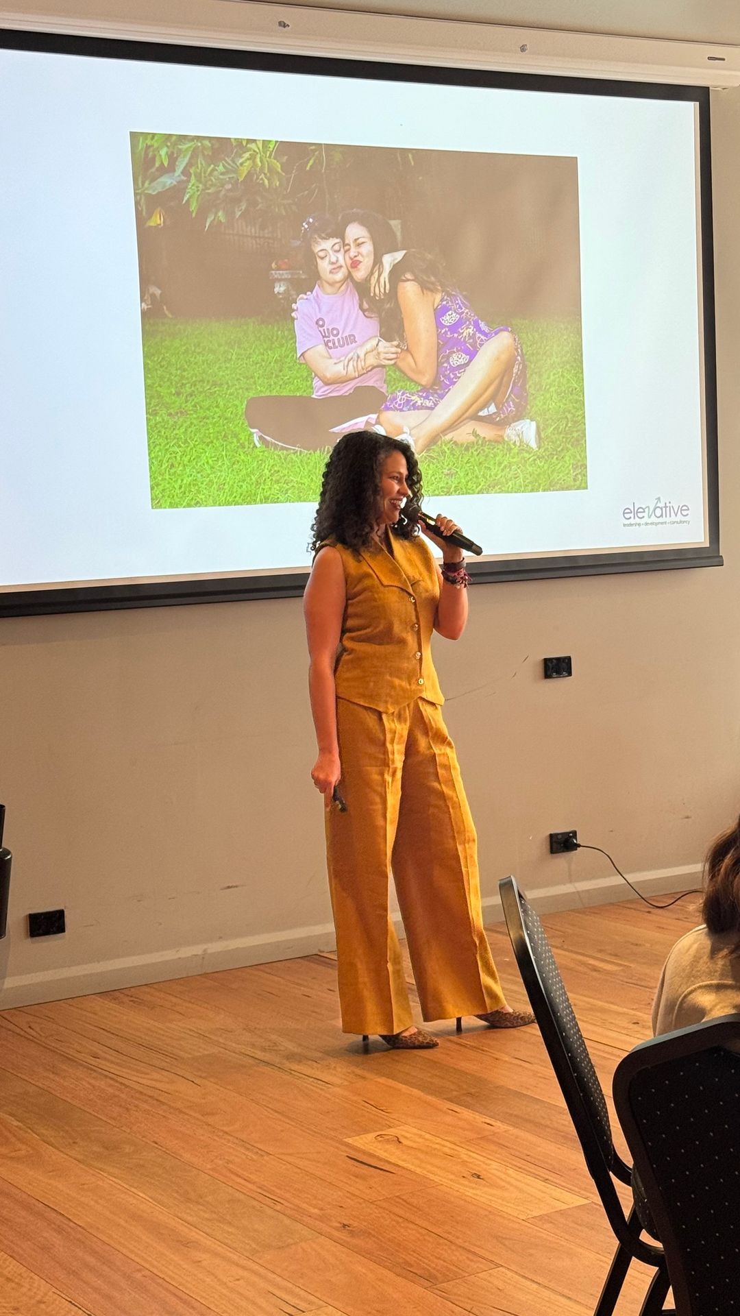 Mariana Marcano Franco delivering her Unmute Yourself keynote at a leadership conference in Canberra